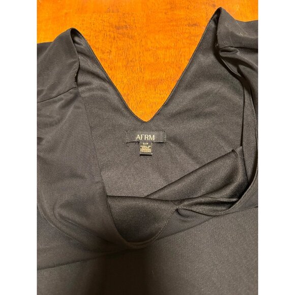 Afrm Size S Little Black Dress Midi Length V-Neck Body Con Dress - Picture 3 of 8